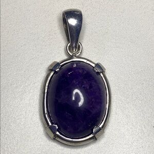 Sterling‎ Silver Thick Amethyst Pendant 925